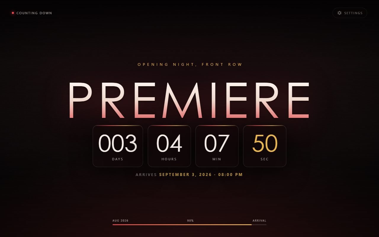 Cinema theme: dark reddish background with a thin, wide title.