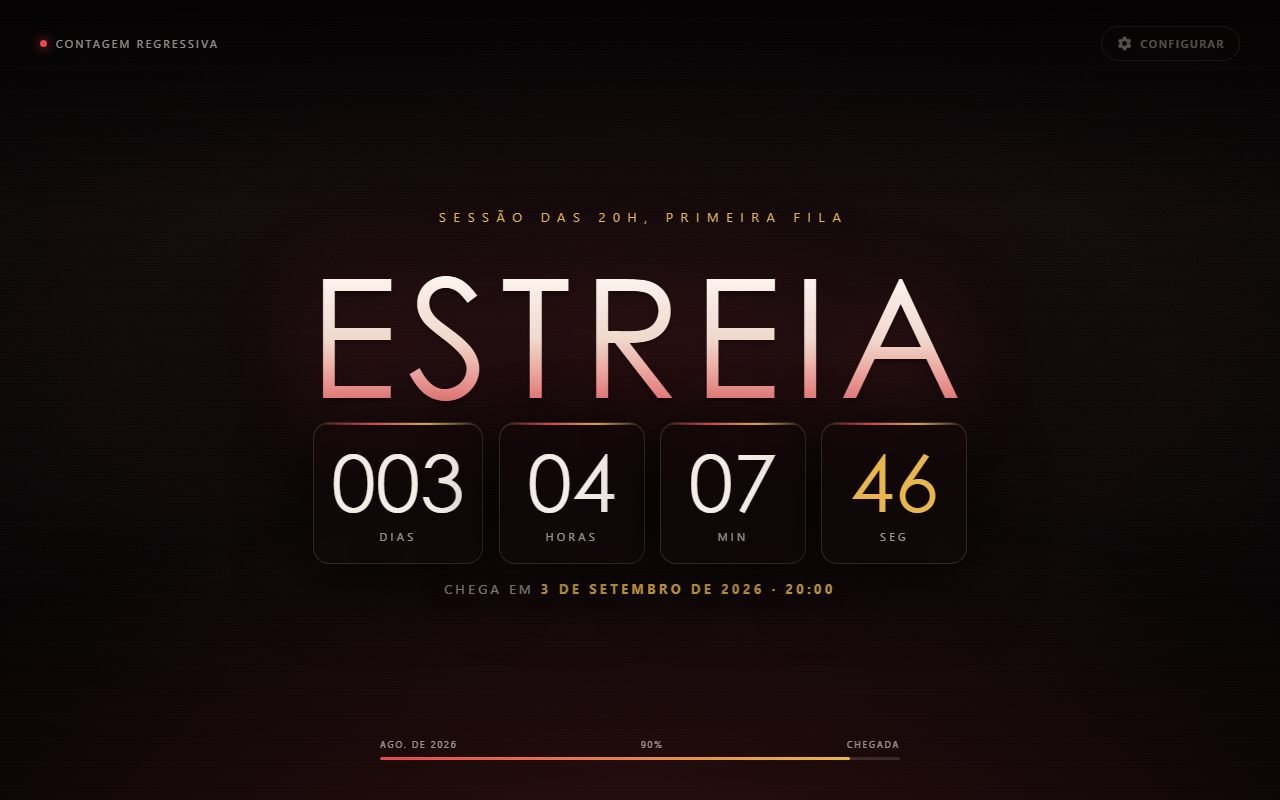 Tema Cinema: fundo escuro avermelhado com título em letras finas.