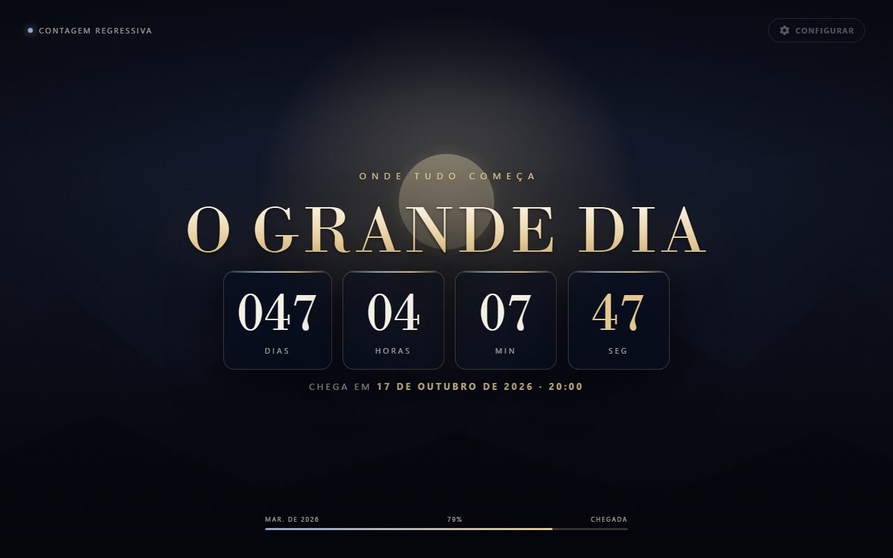 Tema Onyx: azul-noite profundo com tipografia serifada dourada.